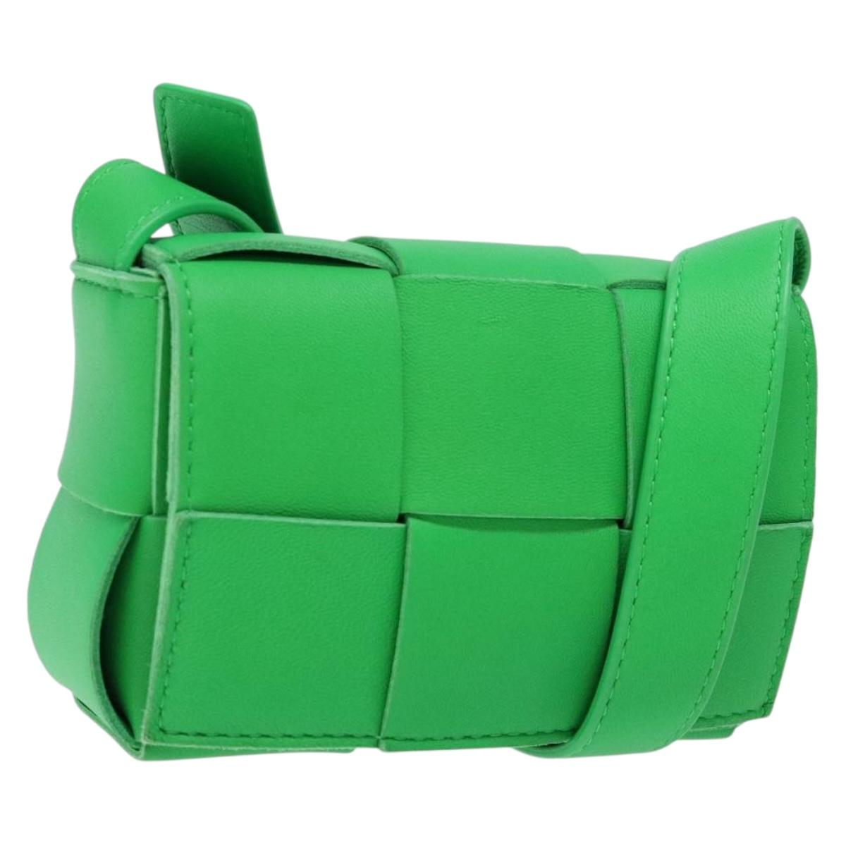 BOTTEGA VENETA MAXI INTRECCIATO Candy Cassette Bag Leather Green Auth 137583