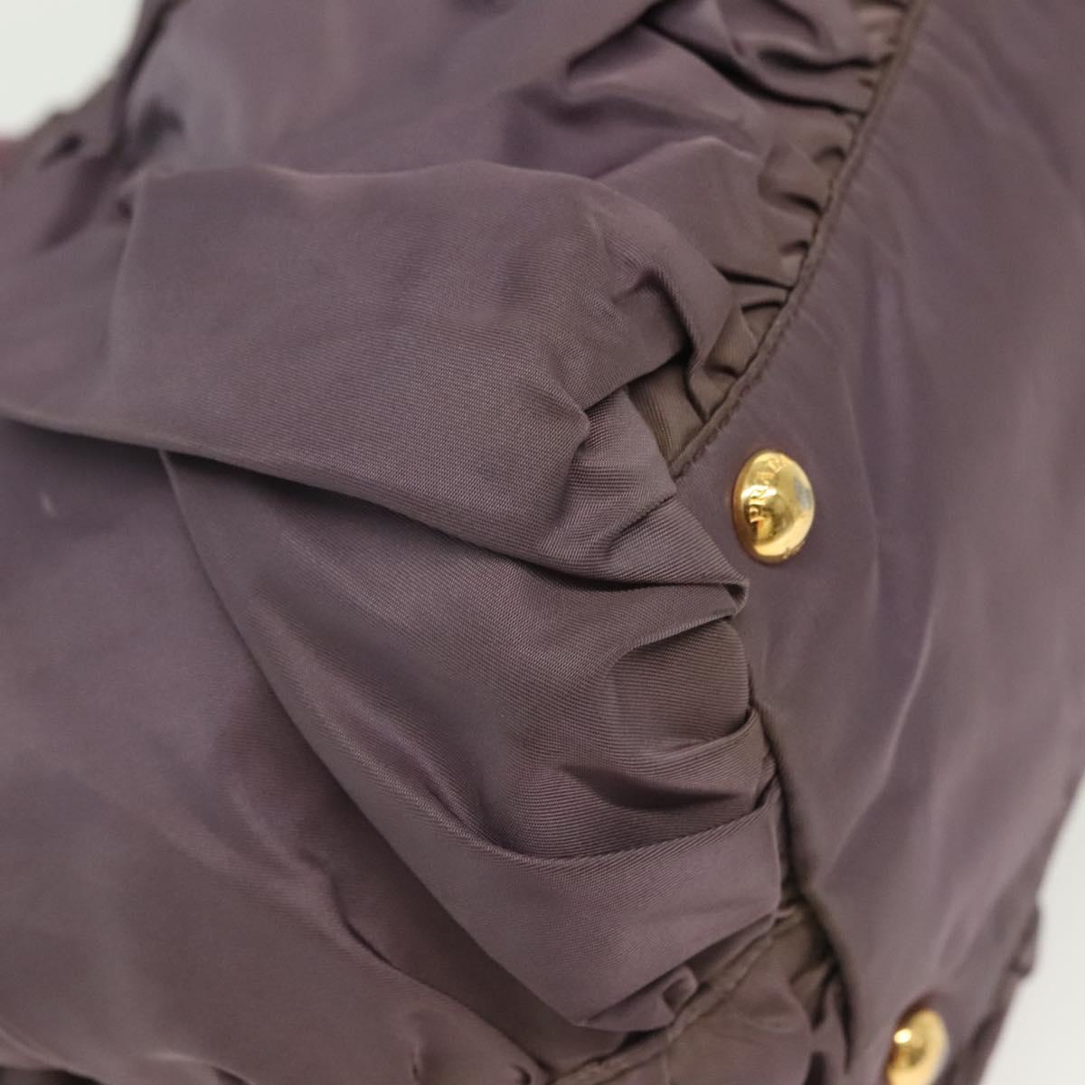 PRADA Hand Bag Nylon Purple Gold Auth 137586