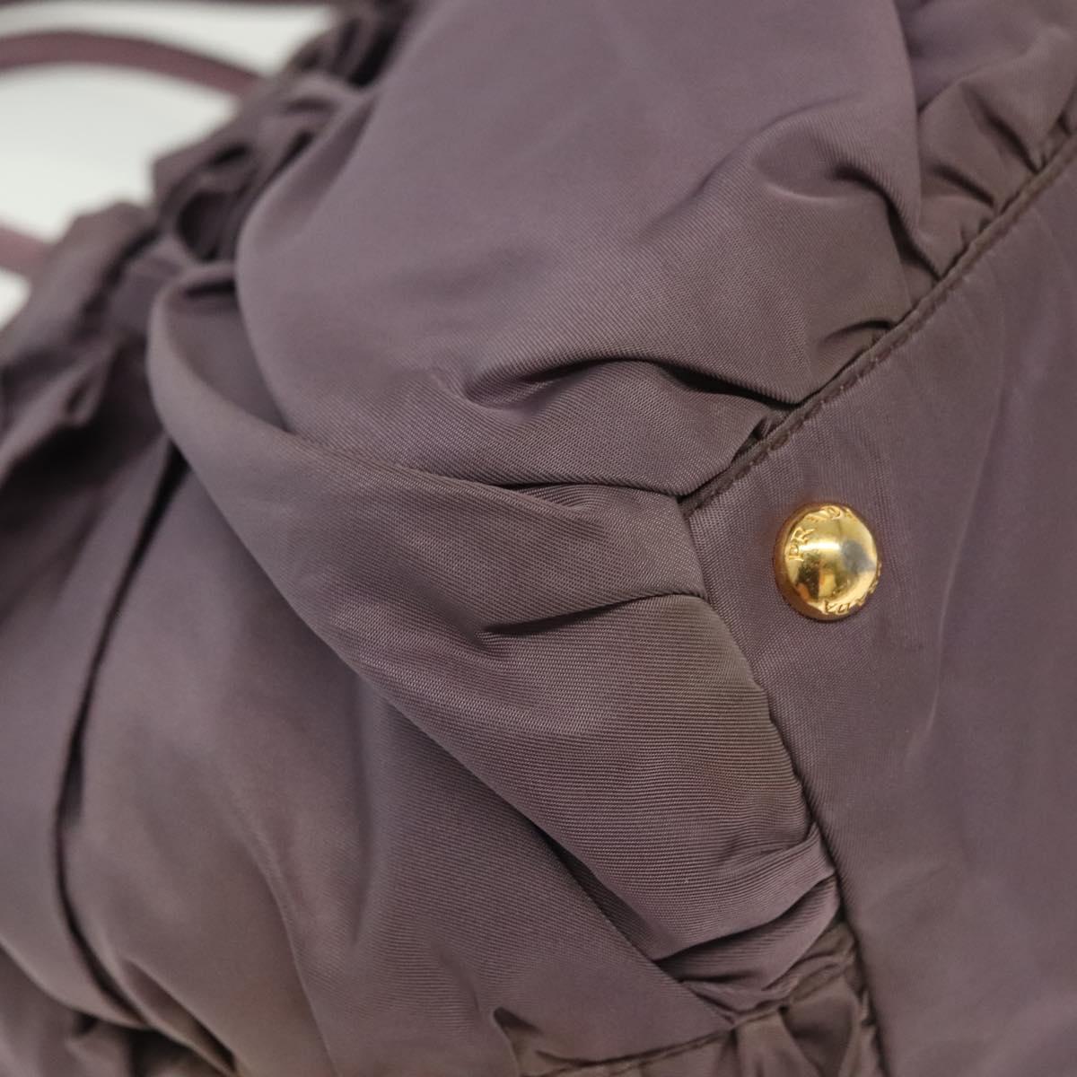 PRADA Hand Bag Nylon Purple Gold Auth 137586