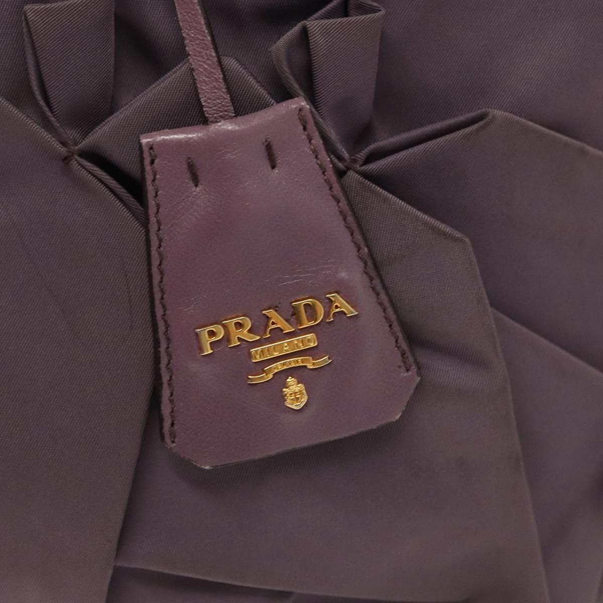 PRADA Hand Bag Nylon Purple Gold Auth 137586