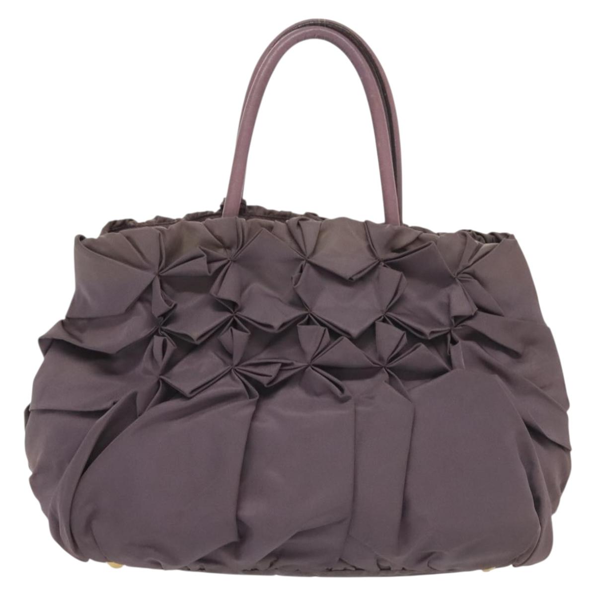 PRADA Hand Bag Nylon Purple Gold Auth 137586