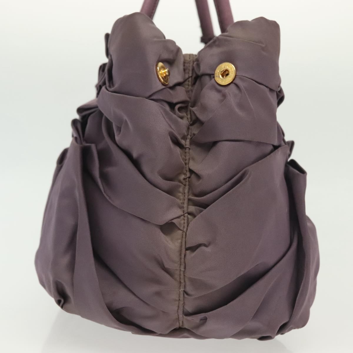 PRADA Hand Bag Nylon Purple Gold Auth 137586