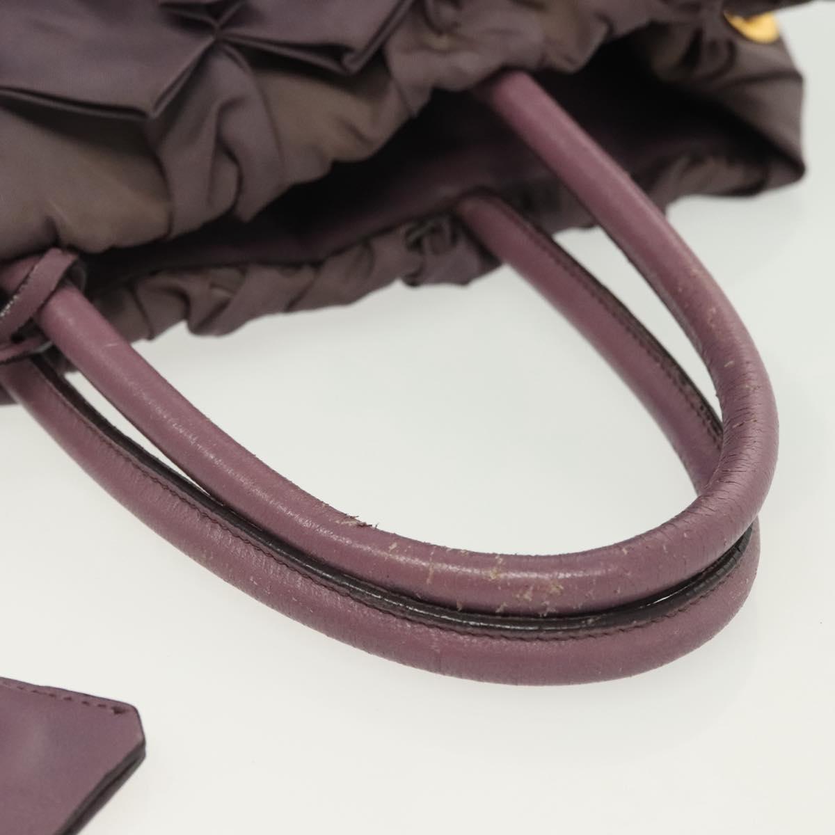 PRADA Hand Bag Nylon Purple Gold Auth 137586