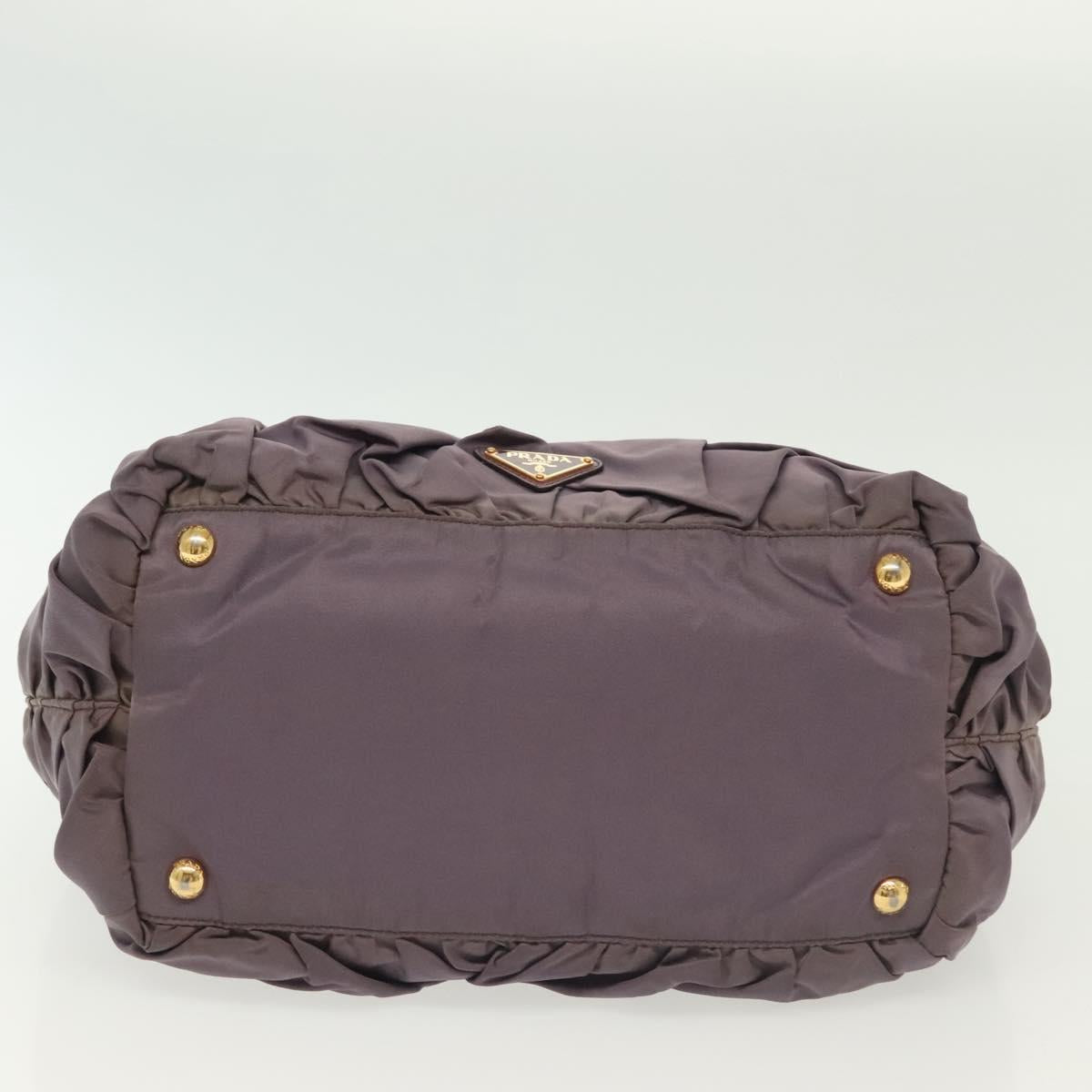 PRADA Hand Bag Nylon Purple Gold Auth 137586