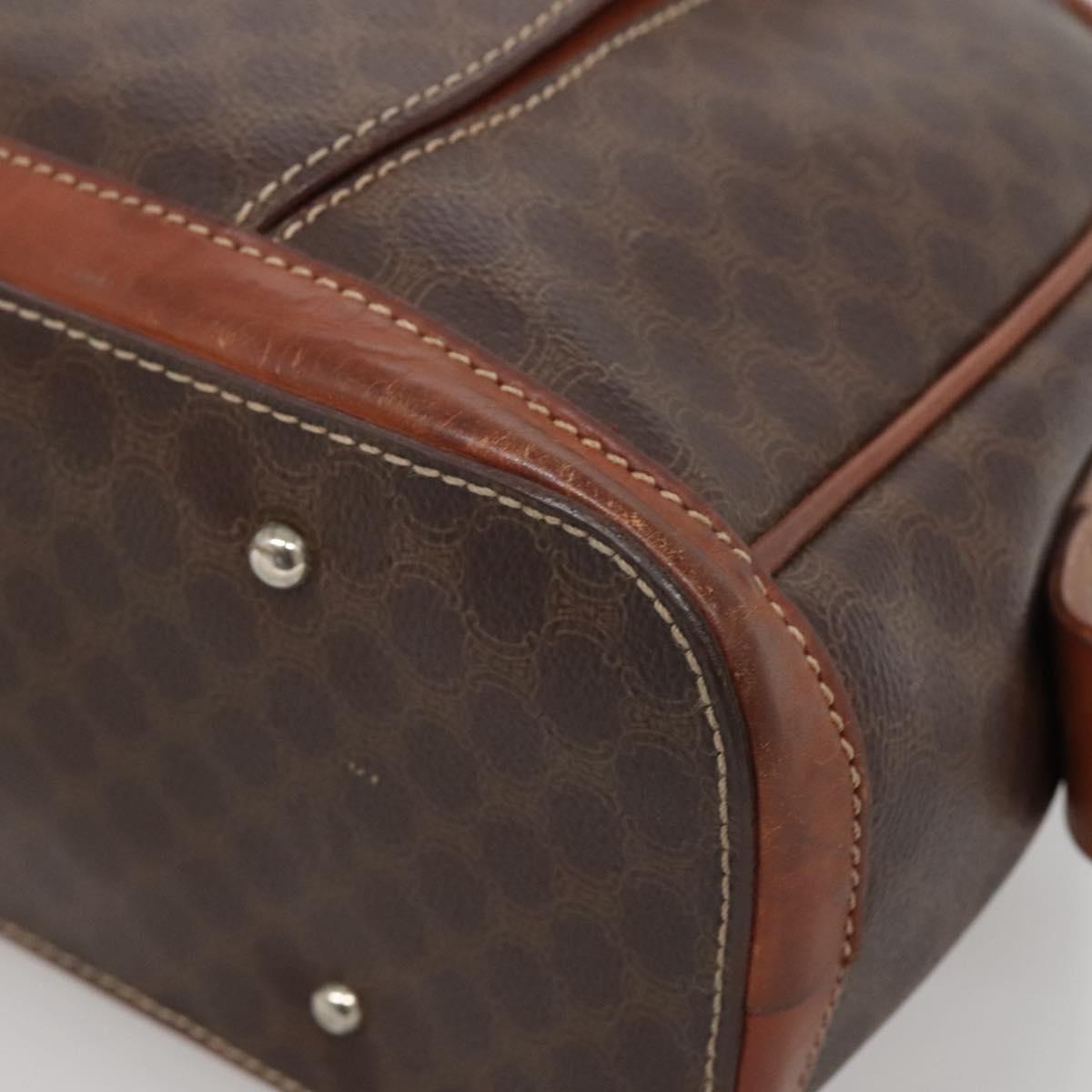 CELINE Macadam Canvas Hand Bag PVC Leather Brown Gold Auth 137588