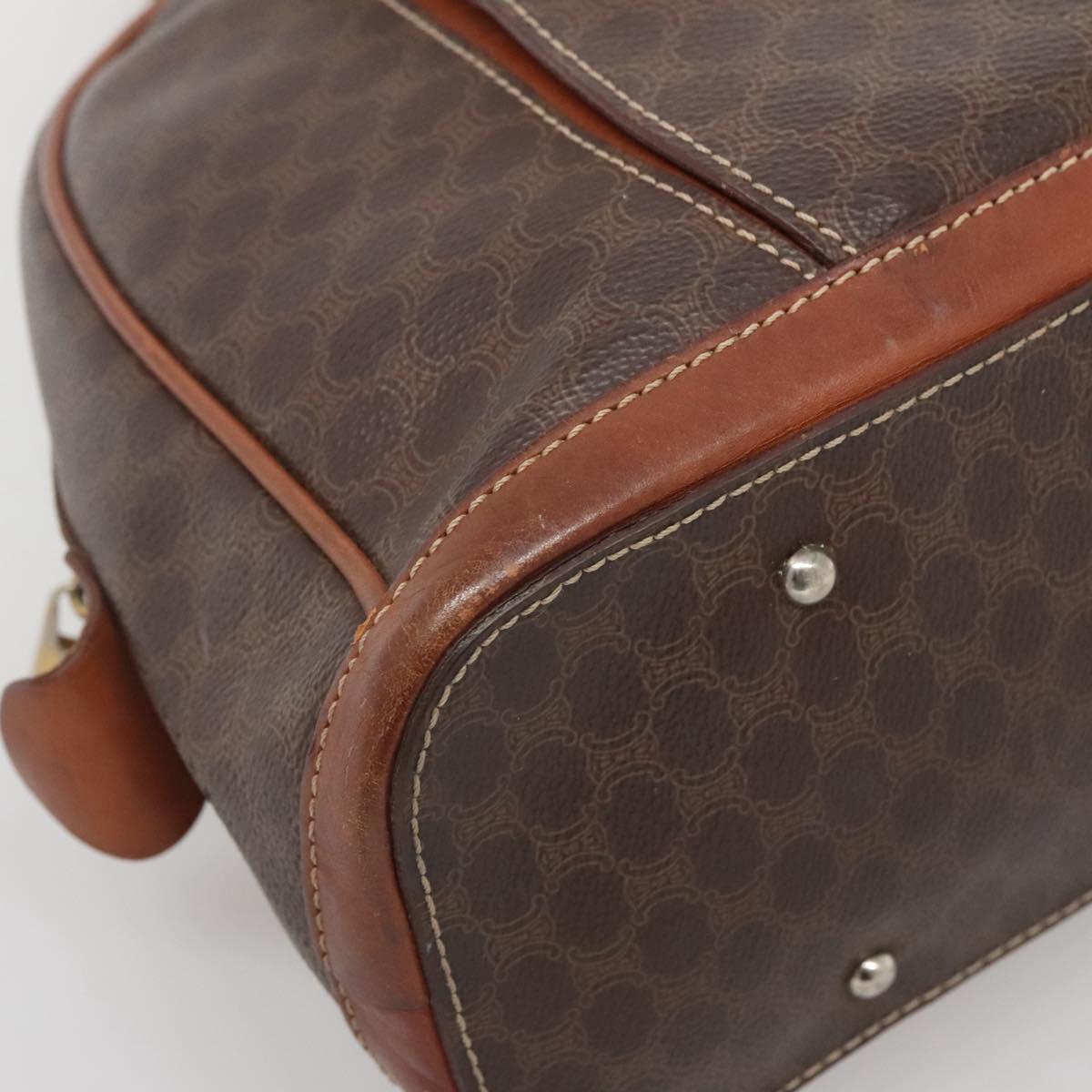 CELINE Macadam Canvas Hand Bag PVC Leather Brown Gold Auth 137588