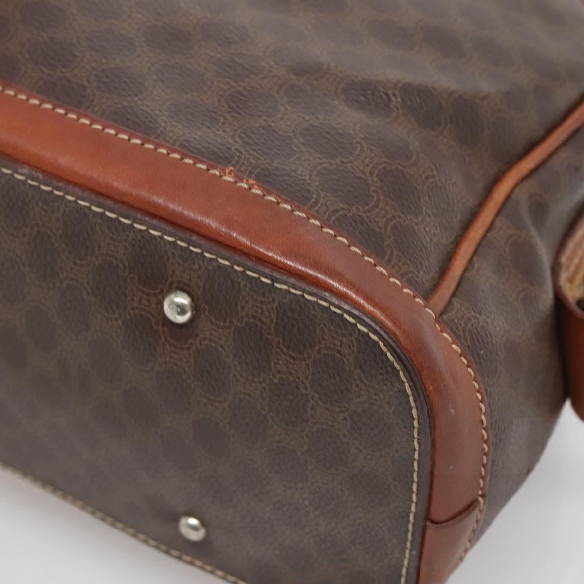 CELINE Macadam Canvas Hand Bag PVC Leather Brown Gold Auth 137588