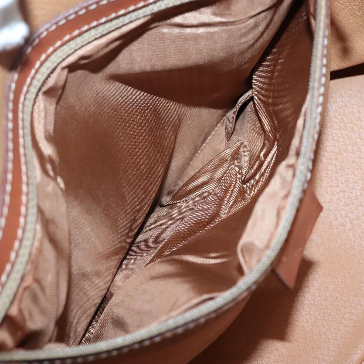 CELINE Macadam Canvas Hand Bag PVC Leather Brown Gold Auth 137588