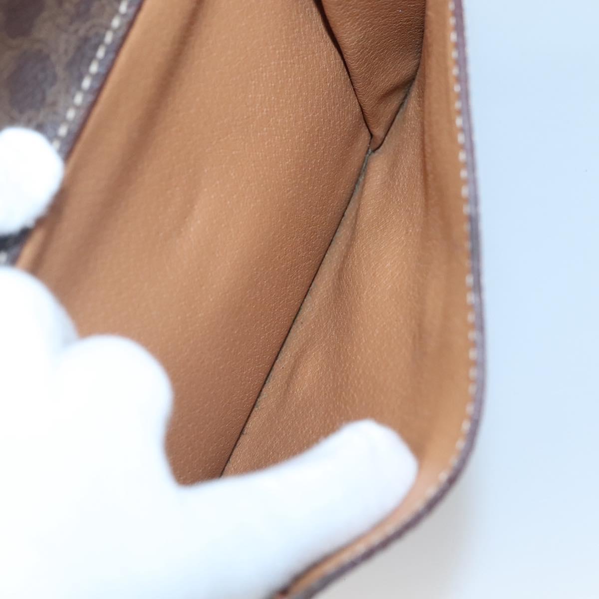 CELINE Macadam Canvas Hand Bag PVC Leather Brown Gold Auth 137588