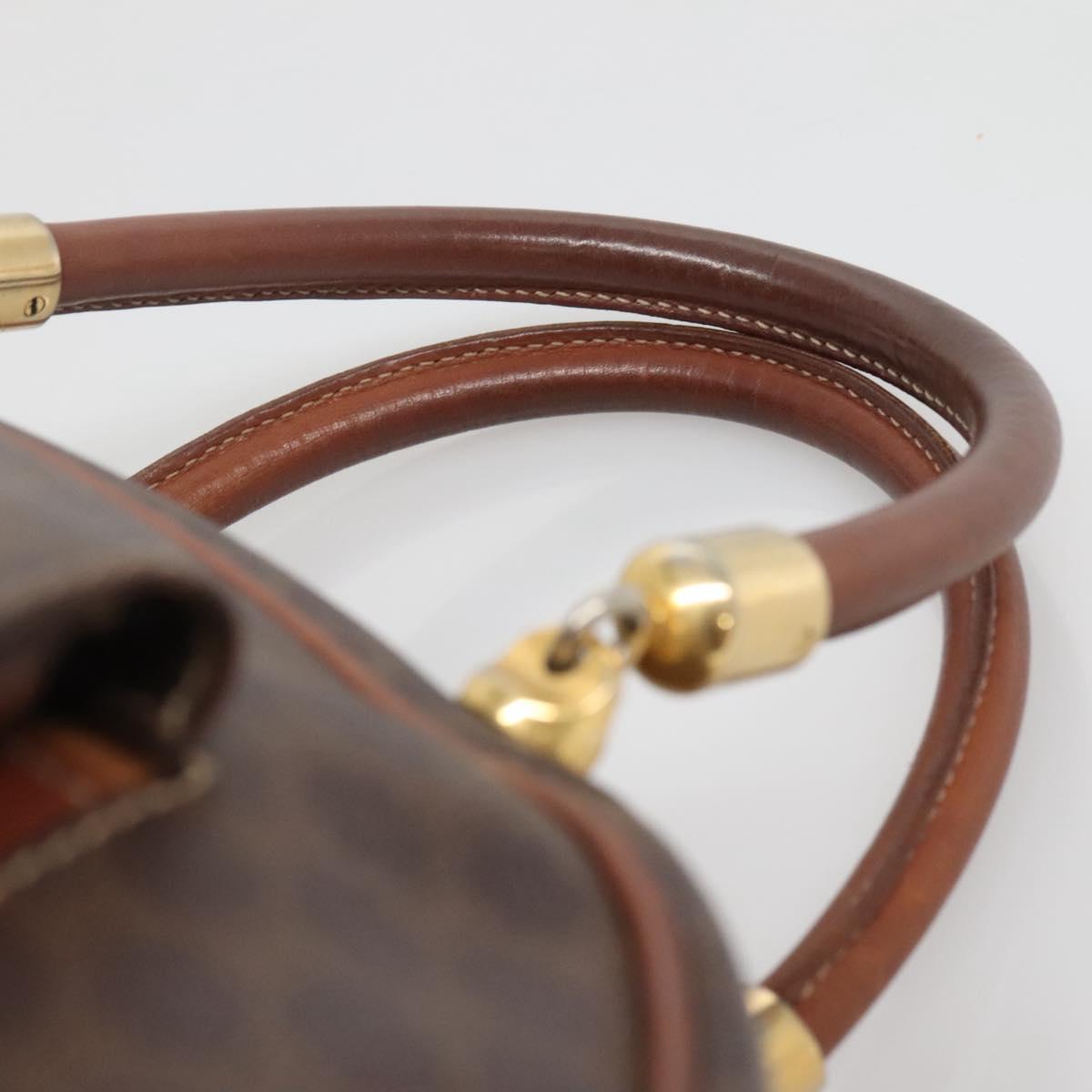 CELINE Macadam Canvas Hand Bag PVC Leather Brown Gold Auth 137588