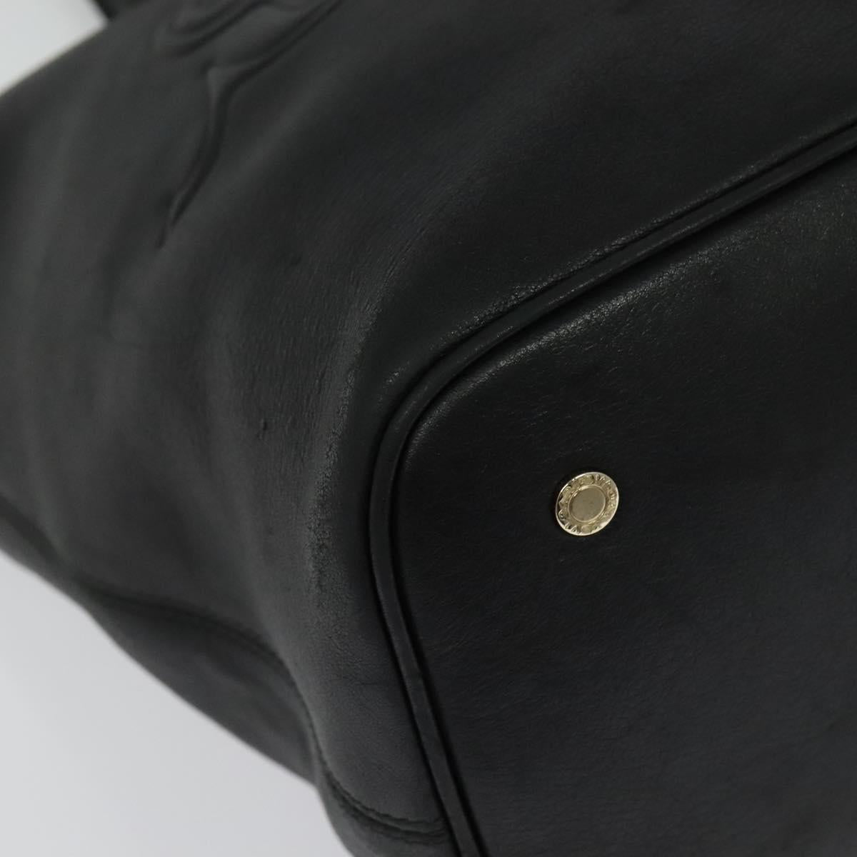 BVLGARI Tote Bag Leather Black Gold Auth 137590