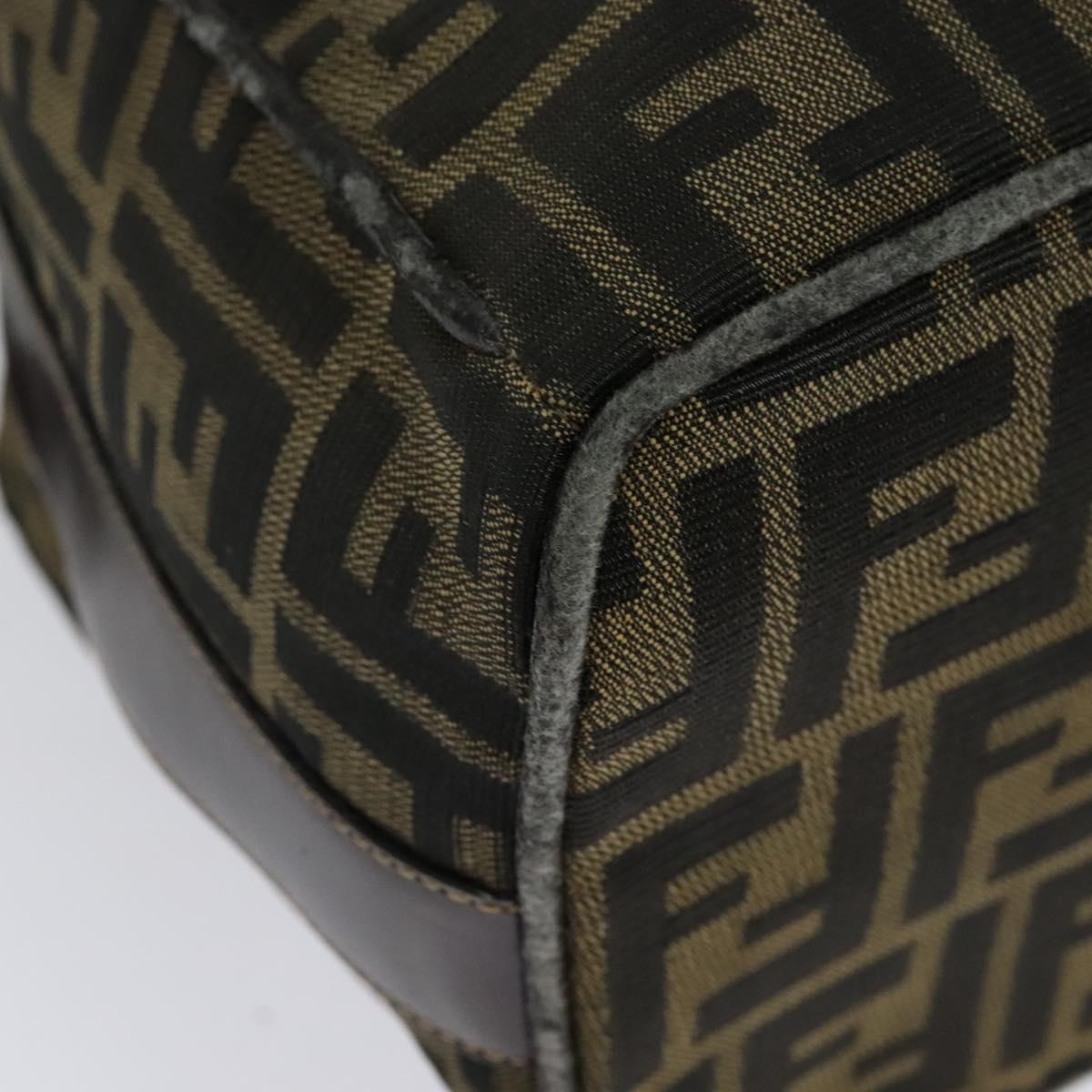 FENDI Zucca Canvas Vanity bag Pouch Brown Black gold Auth 137591