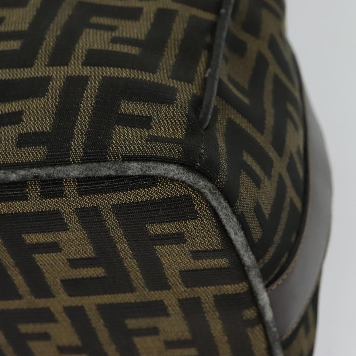 FENDI Zucca Canvas Vanity bag Pouch Brown Black gold Auth 137591