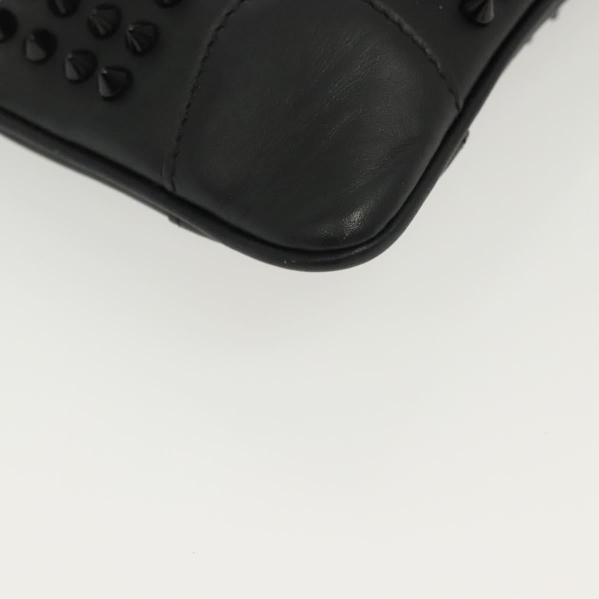 Christian Louboutin Studs Chain Shoulder Bag Leather Black Silver Auth 137606