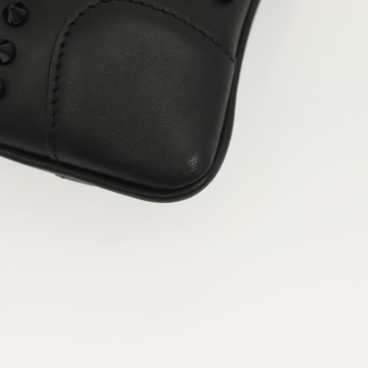 Christian Louboutin Studs Chain Shoulder Bag Leather Black Silver Auth 137606