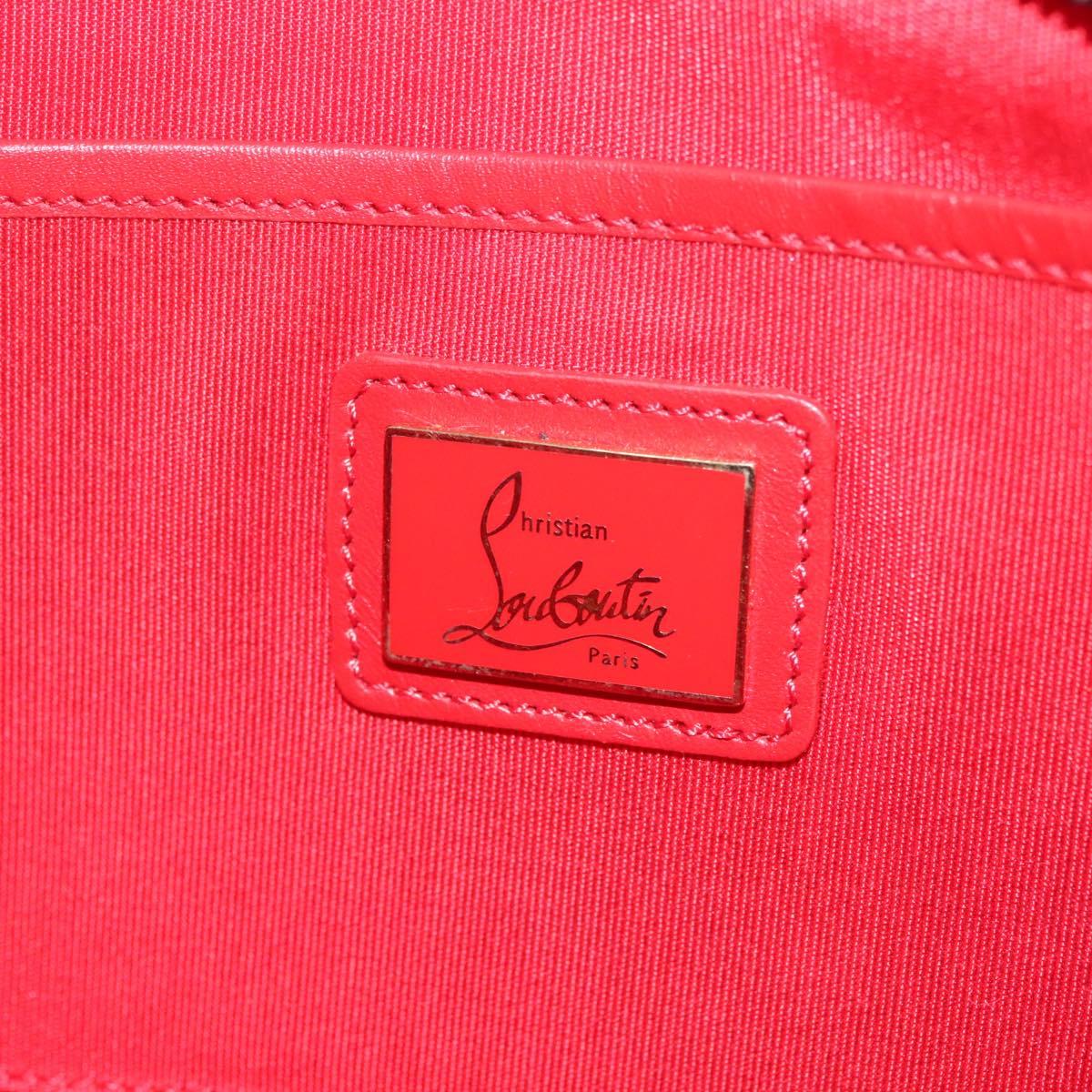 Christian Louboutin Studs Chain Shoulder Bag Leather Black Silver Auth 137606