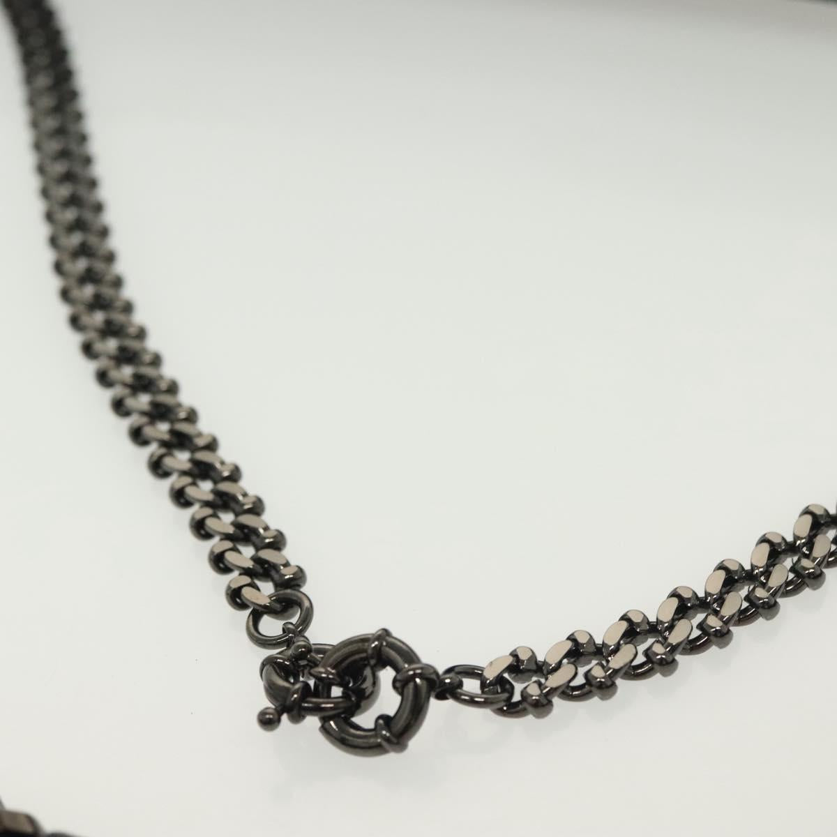 Christian Louboutin Studs Chain Shoulder Bag Leather Black Silver Auth 137606