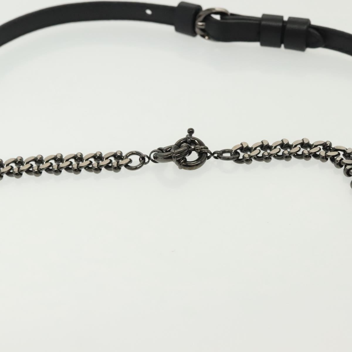 Christian Louboutin Studs Chain Shoulder Bag Leather Black Silver Auth 137606