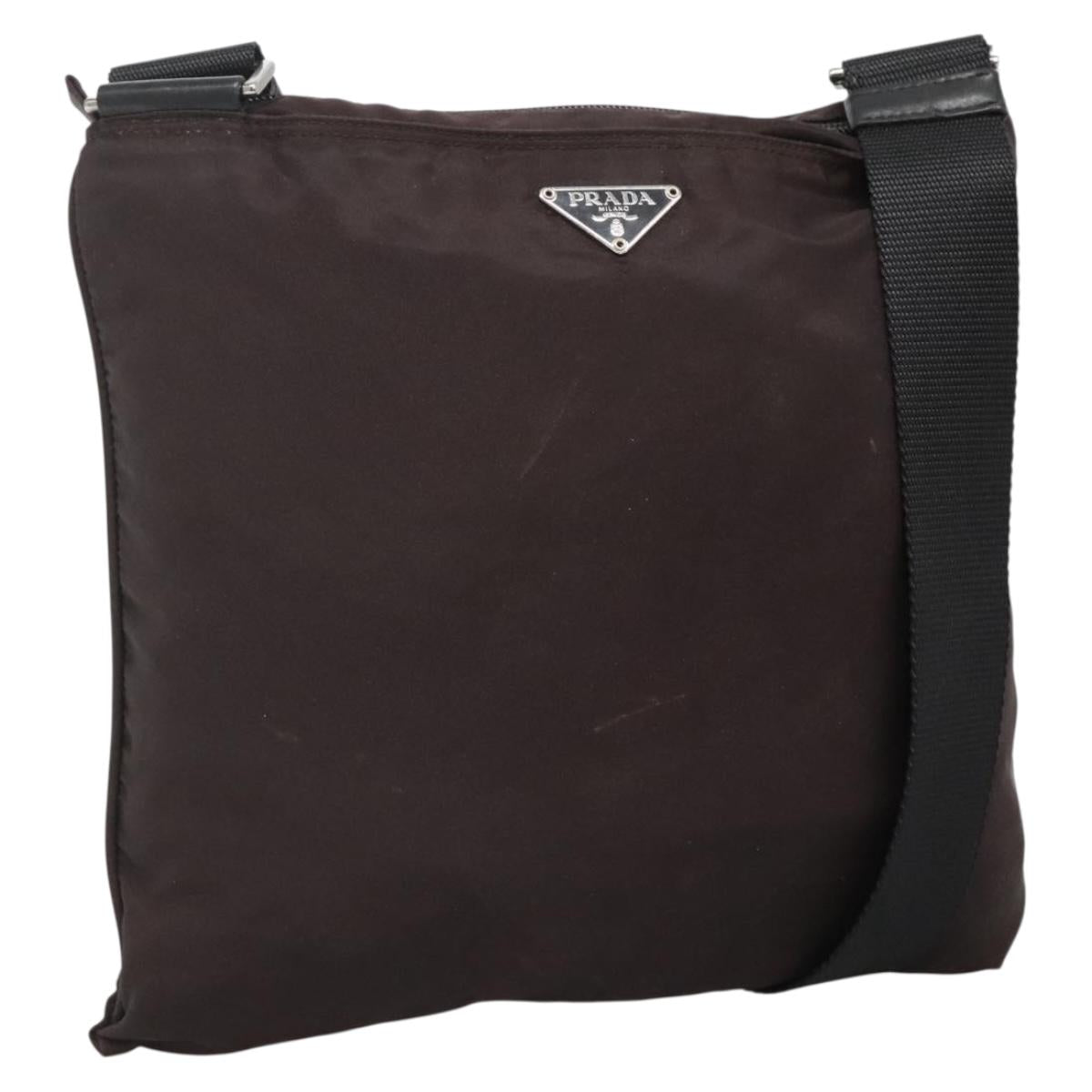 PRADA Shoulder Bag Nylon Black Silver Auth 137625