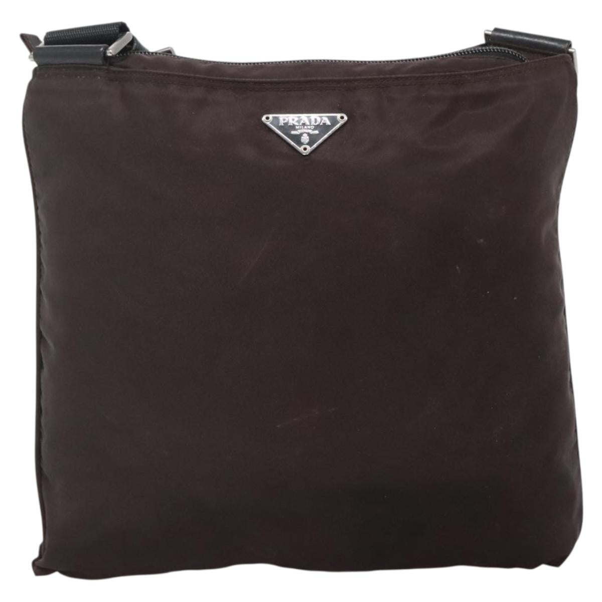 PRADA Shoulder Bag Nylon Black Silver Auth 137625