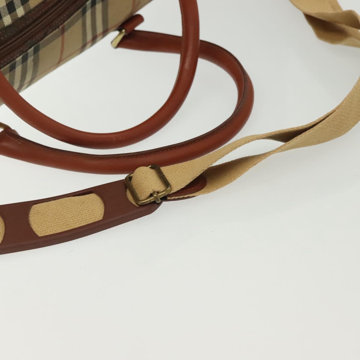Burberrys Nova Check Boston Bag PVC 2way Beige Auth 137639