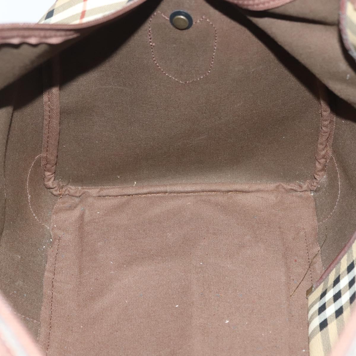 Burberrys Nova Check Boston Bag PVC 2way Beige Auth 137639