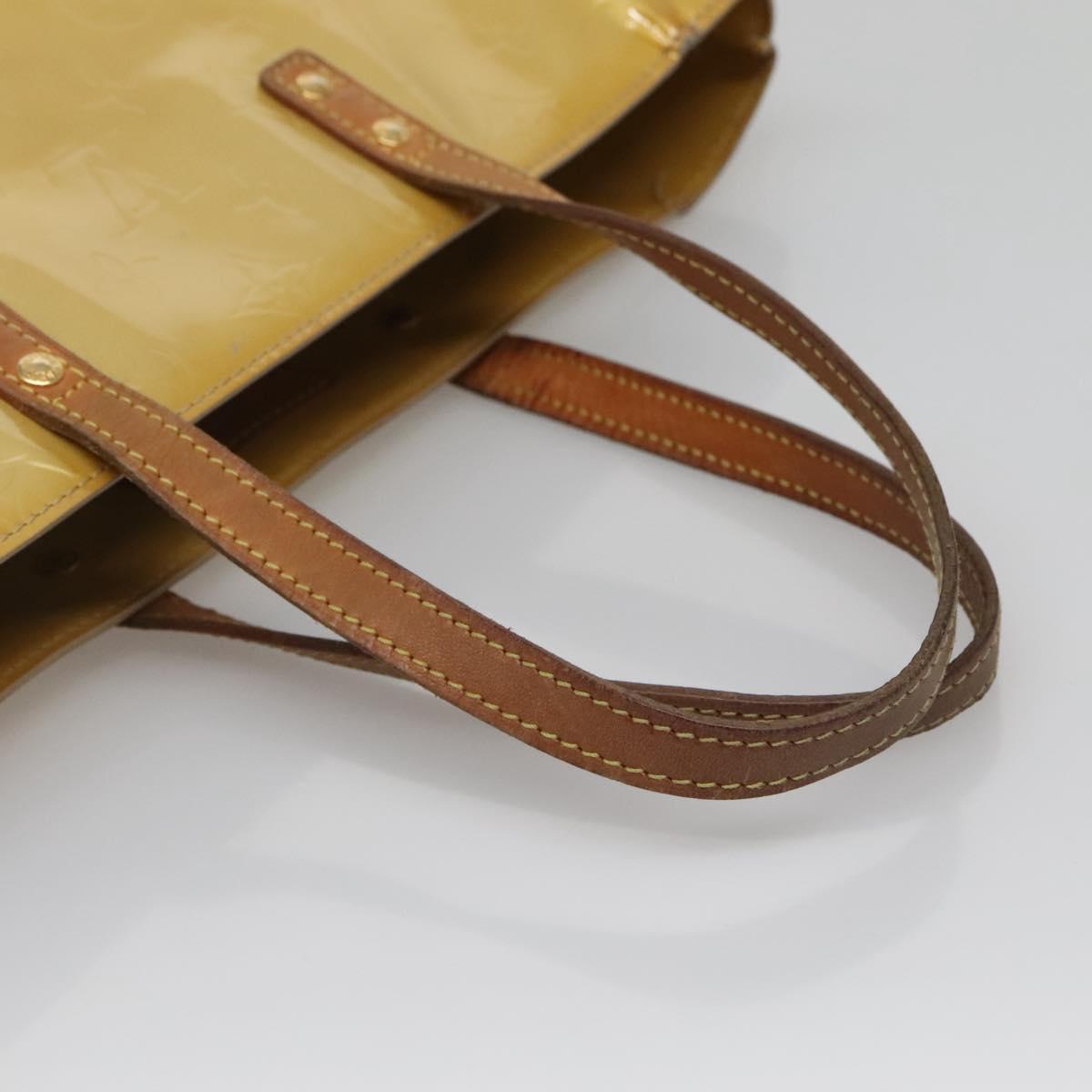 LOUIS VUITTON Monogram Vernis Reade MM Hand Bag Beige M91141 LV Auth 137641