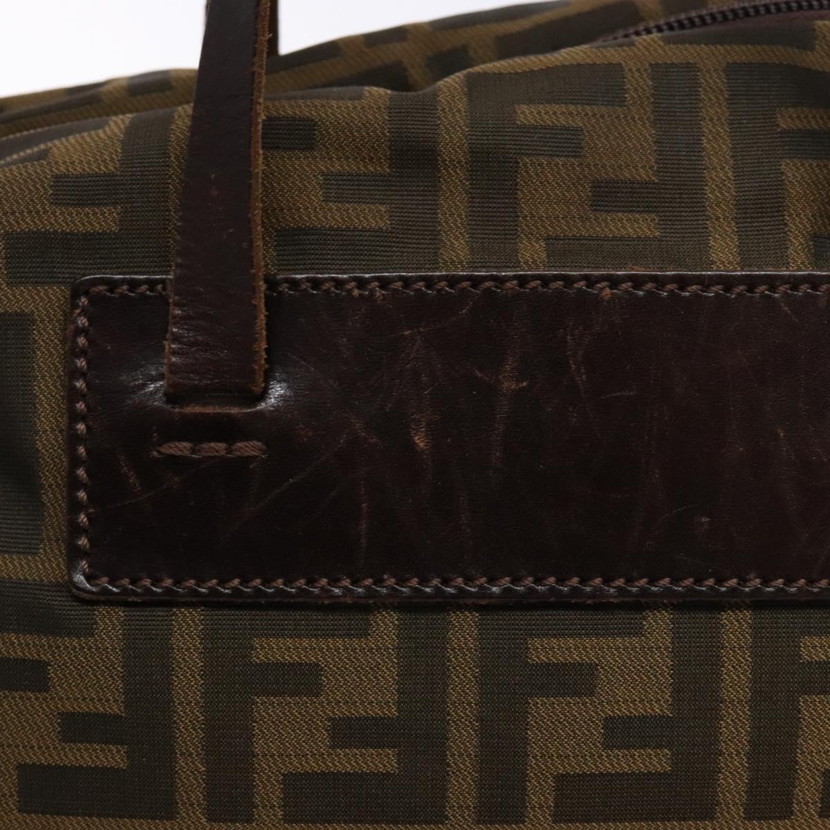 FENDI Zucca Canvas Hand Bag Black Brown Auth 137643