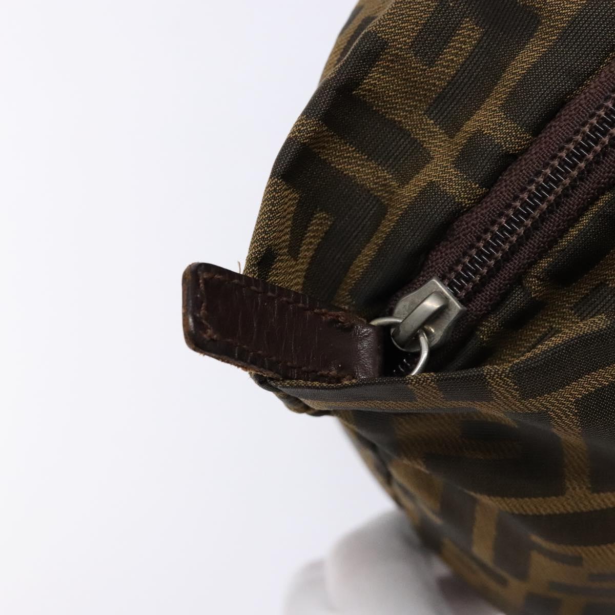 FENDI Zucca Canvas Hand Bag Black Brown Auth 137643