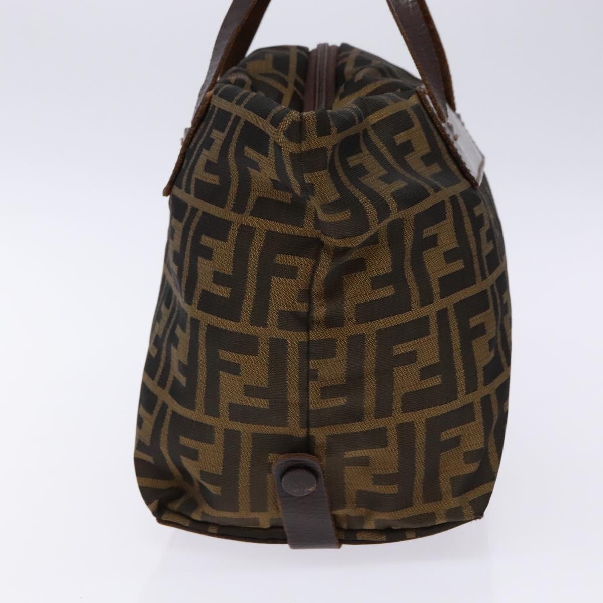 FENDI Zucca Canvas Hand Bag Black Brown Auth 137643