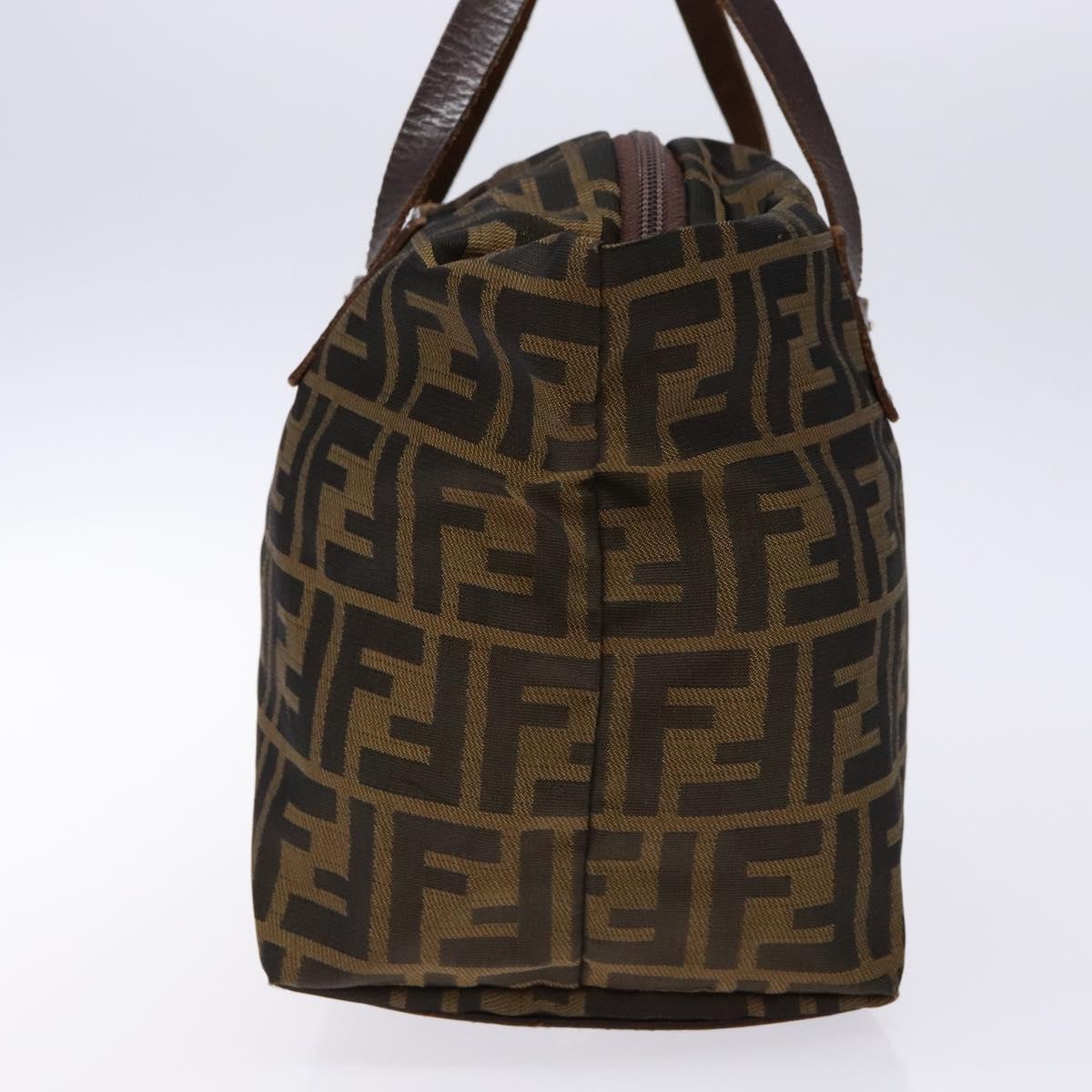 FENDI Zucca Canvas Hand Bag Black Brown Auth 137643