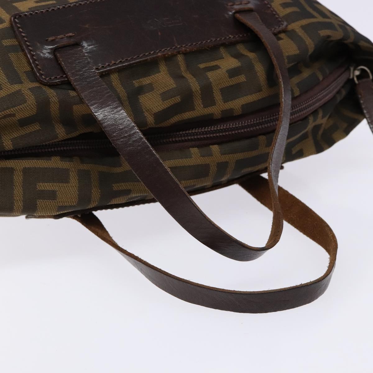 FENDI Zucca Canvas Hand Bag Black Brown Auth 137643