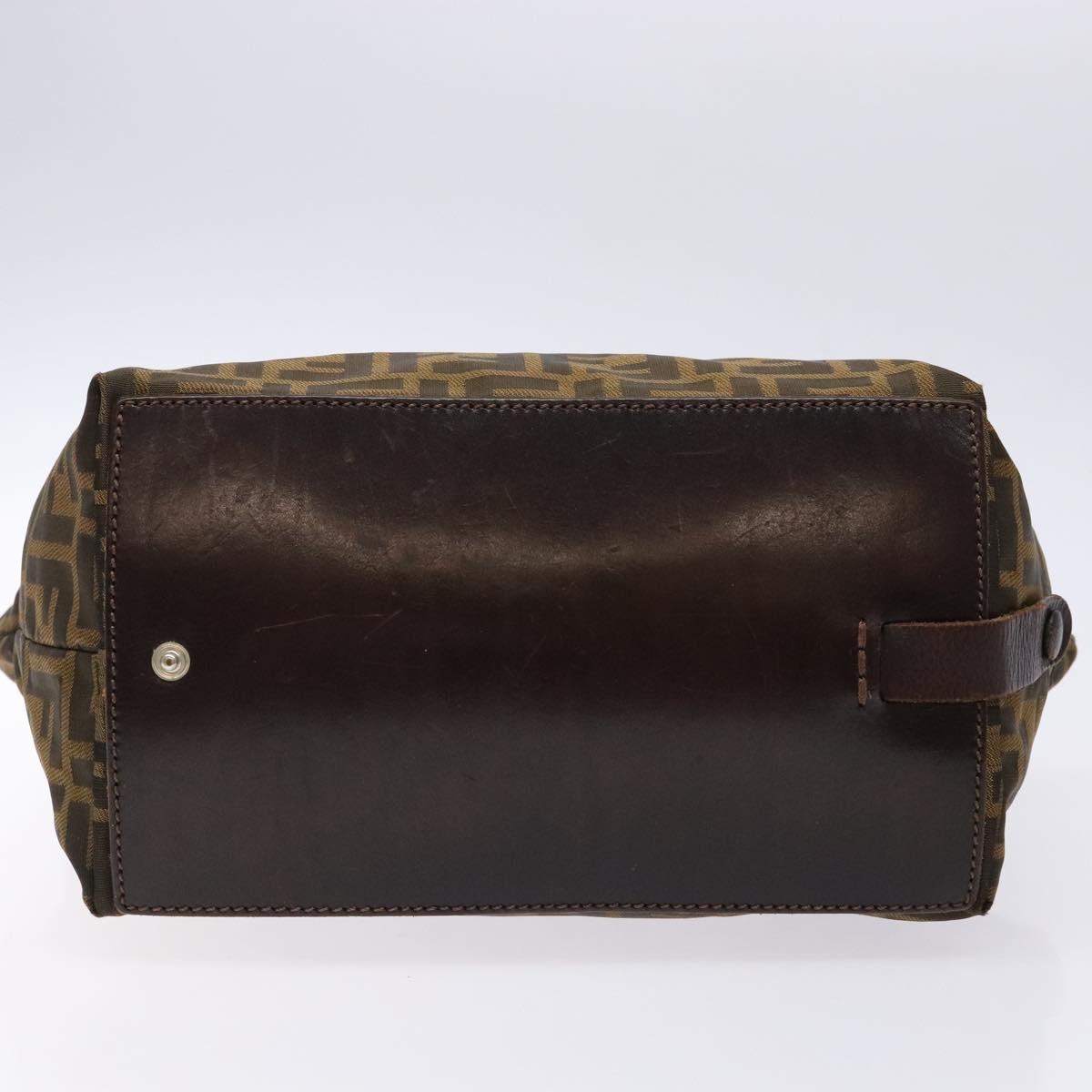 FENDI Zucca Canvas Hand Bag Black Brown Auth 137643