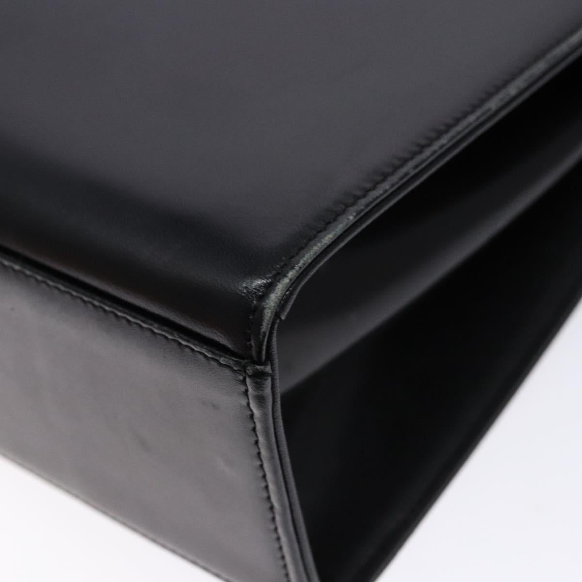 GIVENCHY Hand Bag Leather Black Gold Auth 137645