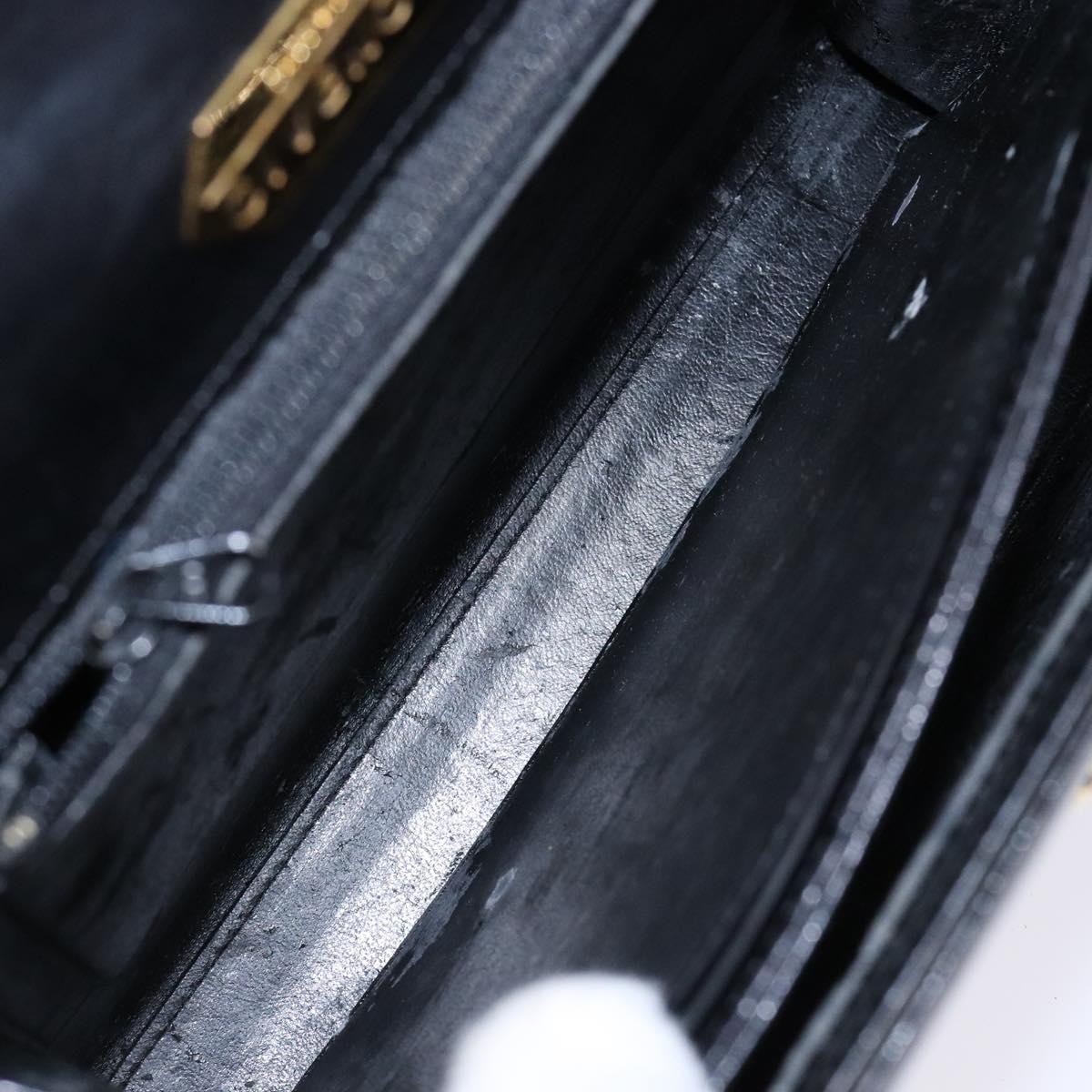 GIVENCHY Hand Bag Leather Black Gold Auth 137645