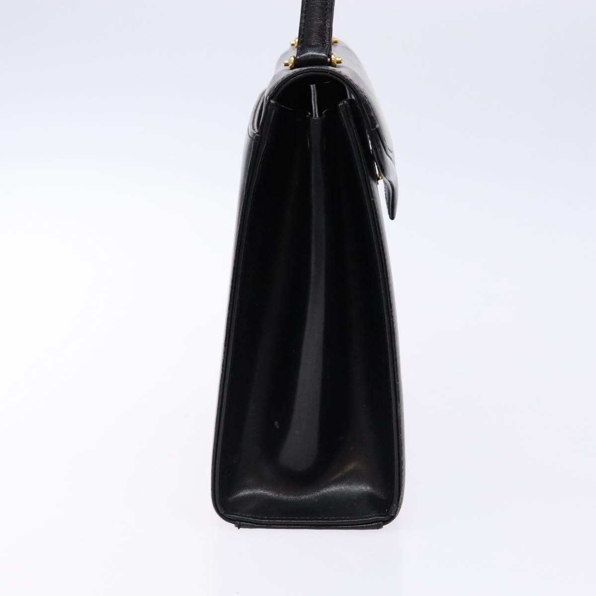 GIVENCHY Hand Bag Leather Black Gold Auth 137645