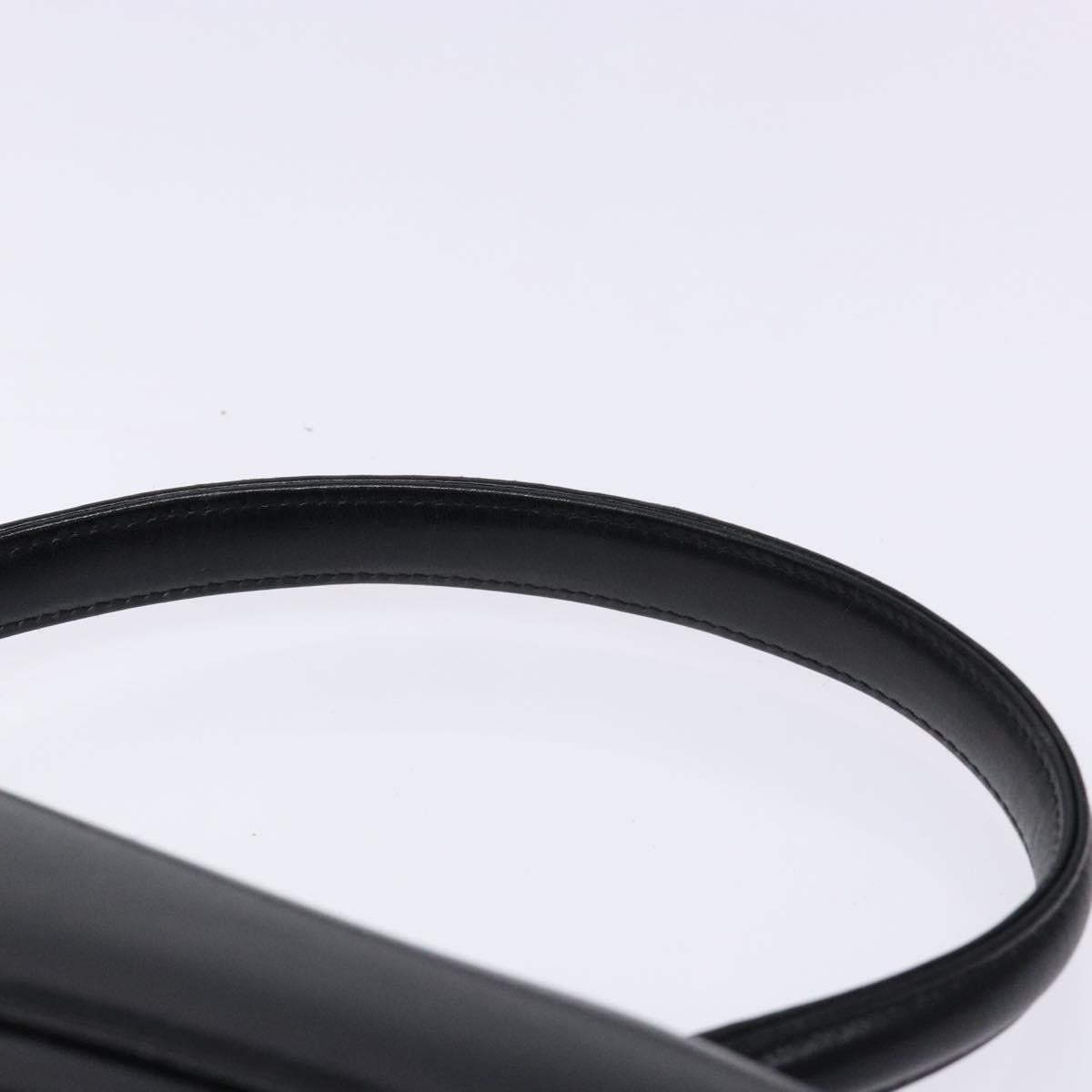 GIVENCHY Hand Bag Leather Black Gold Auth 137645