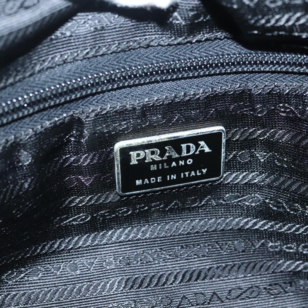PRADA Hand Bag Nylon Black Silver Auth 137647