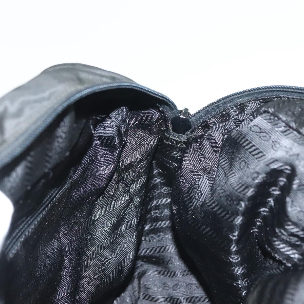 PRADA Hand Bag Nylon Black Silver Auth 137647