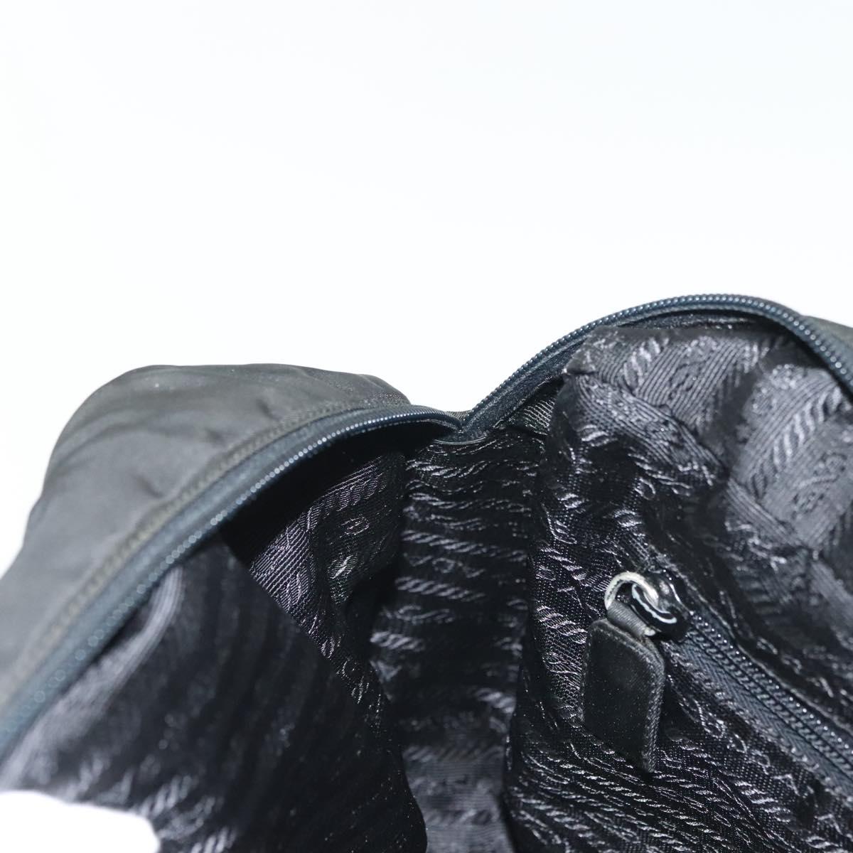 PRADA Hand Bag Nylon Black Silver Auth 137647