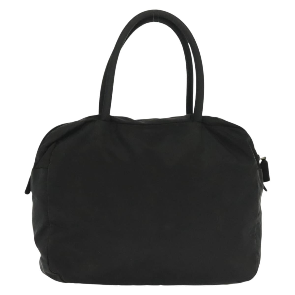 PRADA Hand Bag Nylon Black Silver Auth 137647