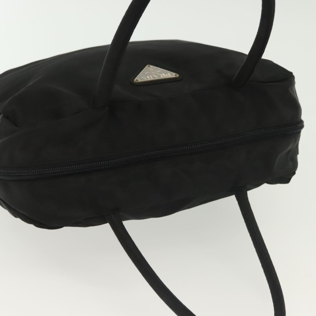 PRADA Hand Bag Nylon Black Silver Auth 137647