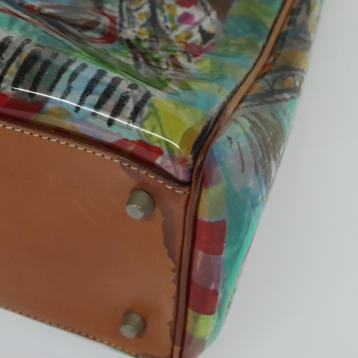 PRADA Tote Bag Vinyl Leather Clear Multicolor Silver BR2515 Auth 137653