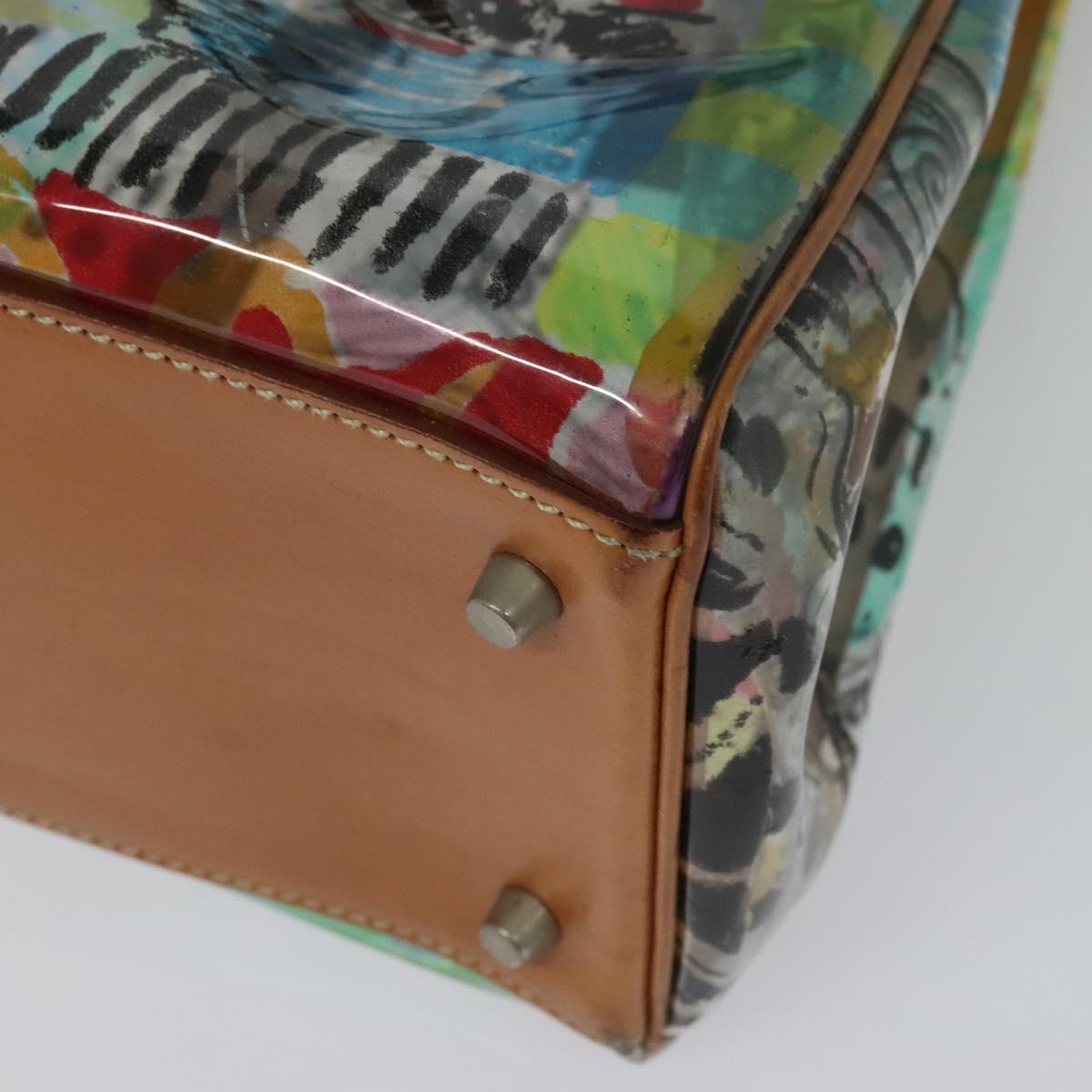 PRADA Tote Bag Vinyl Leather Clear Multicolor Silver BR2515 Auth 137653