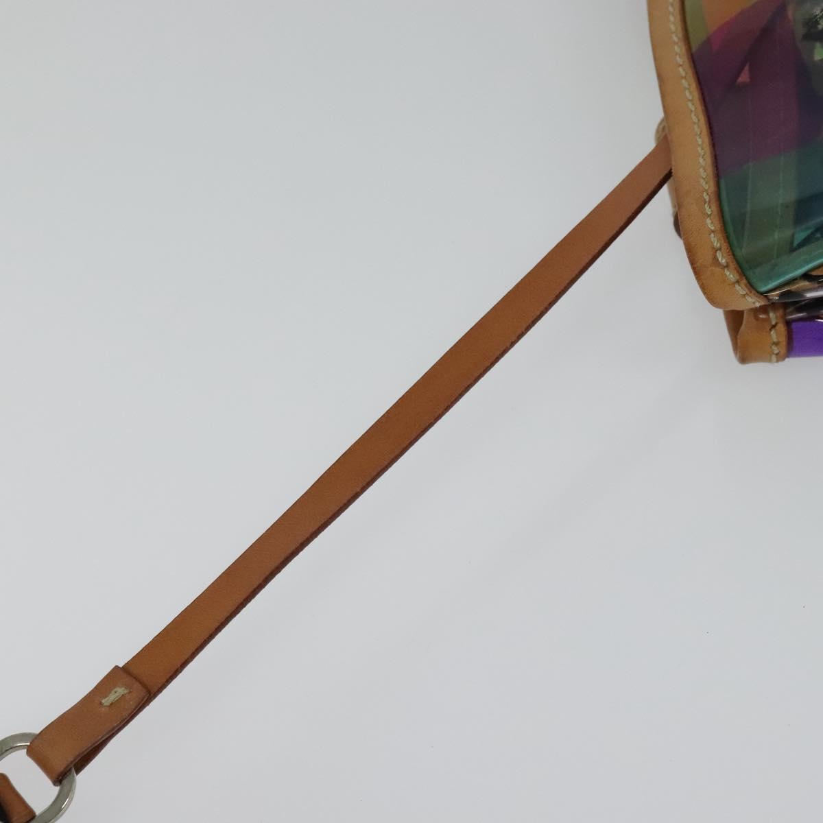 PRADA Tote Bag Vinyl Leather Clear Multicolor Silver BR2515 Auth 137653