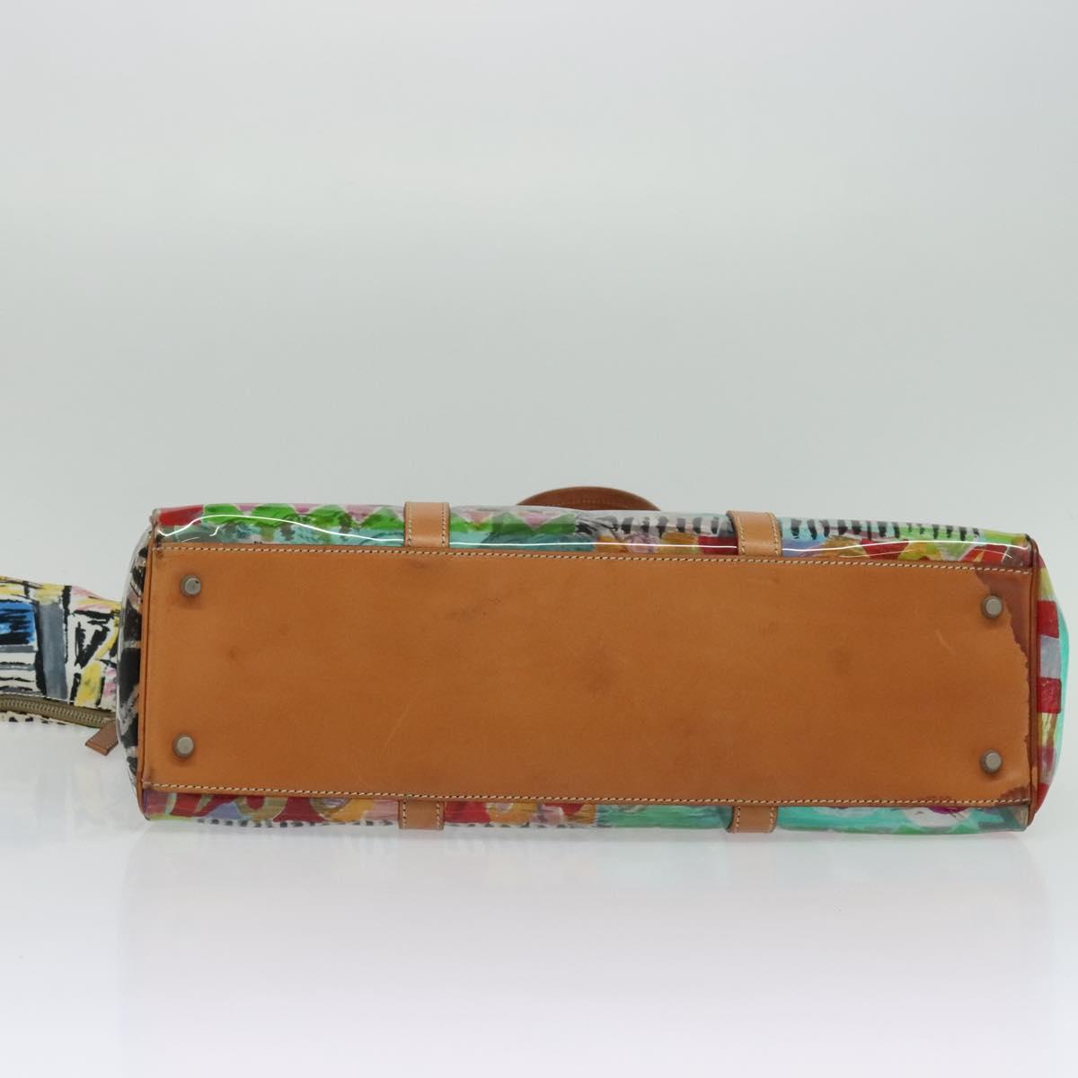 PRADA Tote Bag Vinyl Leather Clear Multicolor Silver BR2515 Auth 137653