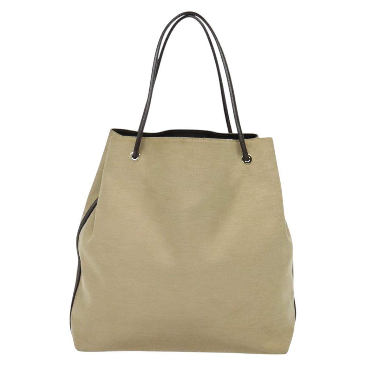 GUCCI Canvas Leather Tote Bag Outlet Beige Gold 257271 Auth 137667