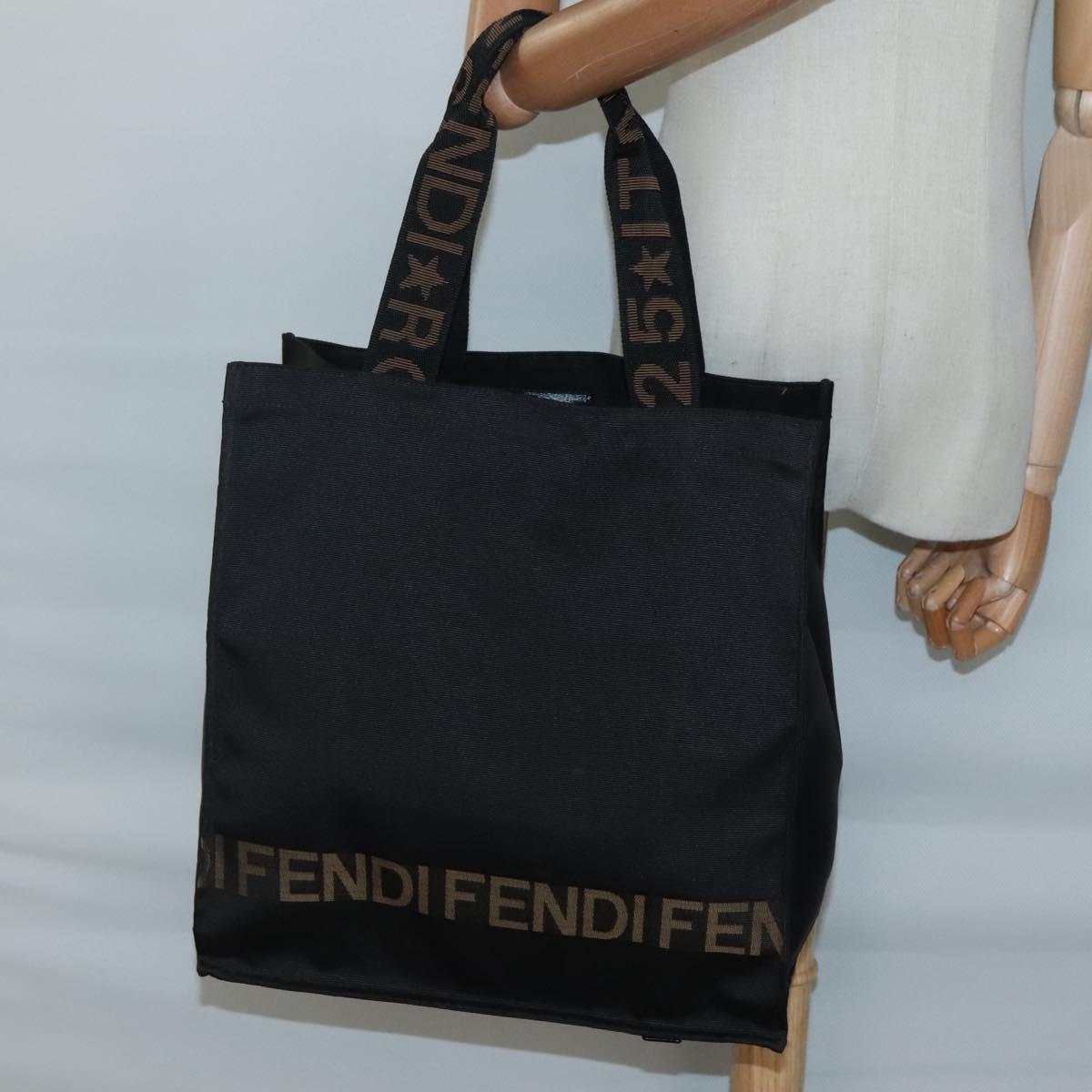 FENDI Tote Bag Black Gold Auth 137668