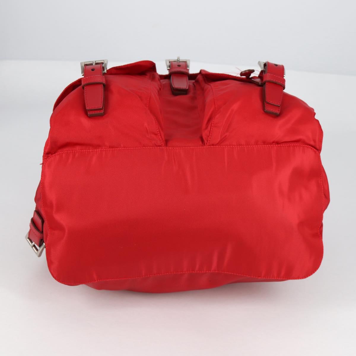 PRADA Backpack Nylon Red Silver Auth 137676
