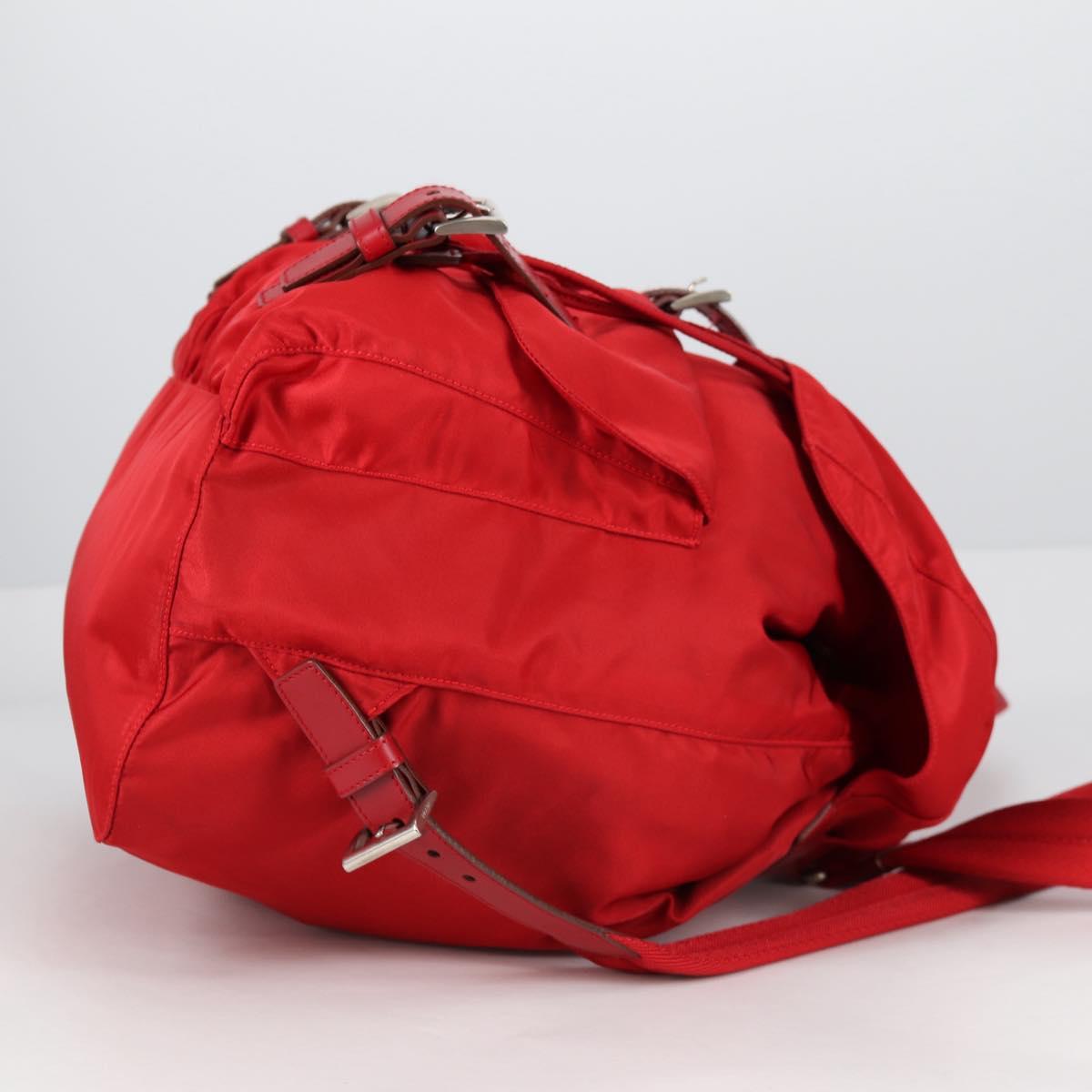 PRADA Backpack Nylon Red Silver Auth 137676